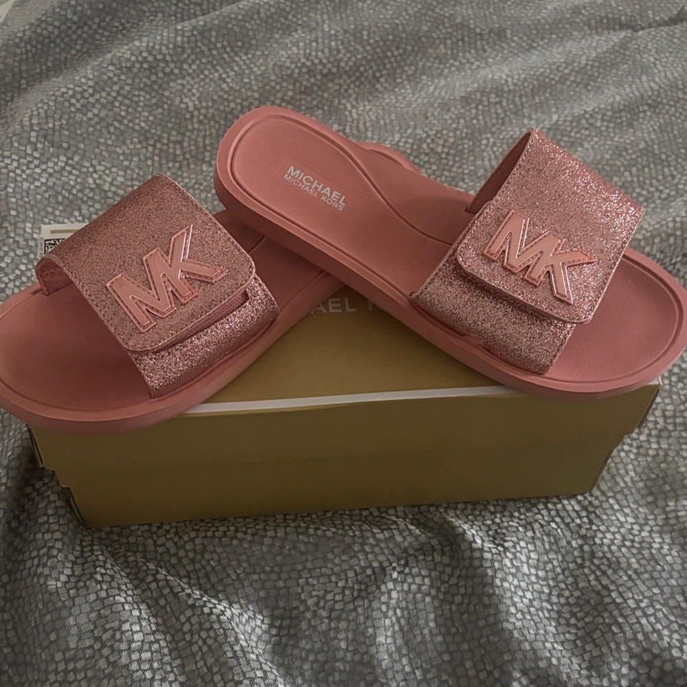 Michael Kors Glittery Pink Slides